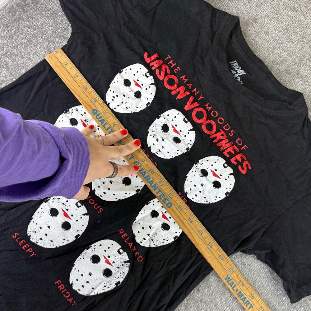 Friday The 13th Short Sleeve Shirt Womens S Black Jason Vorhees Moods Halloween - Picture 4 of 6